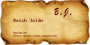 Beich Jolán névjegykártya